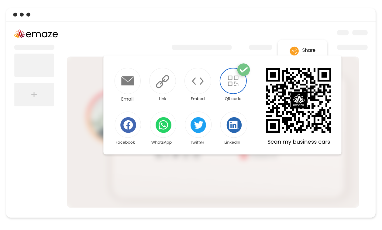 Sharing a digital business card with a QR code