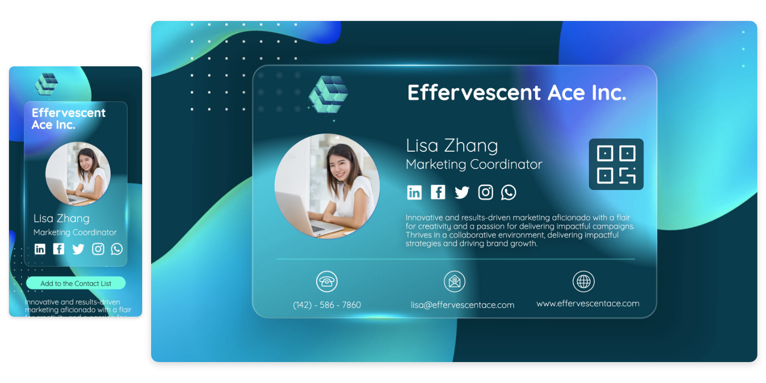 A modern digital business card created with emaze