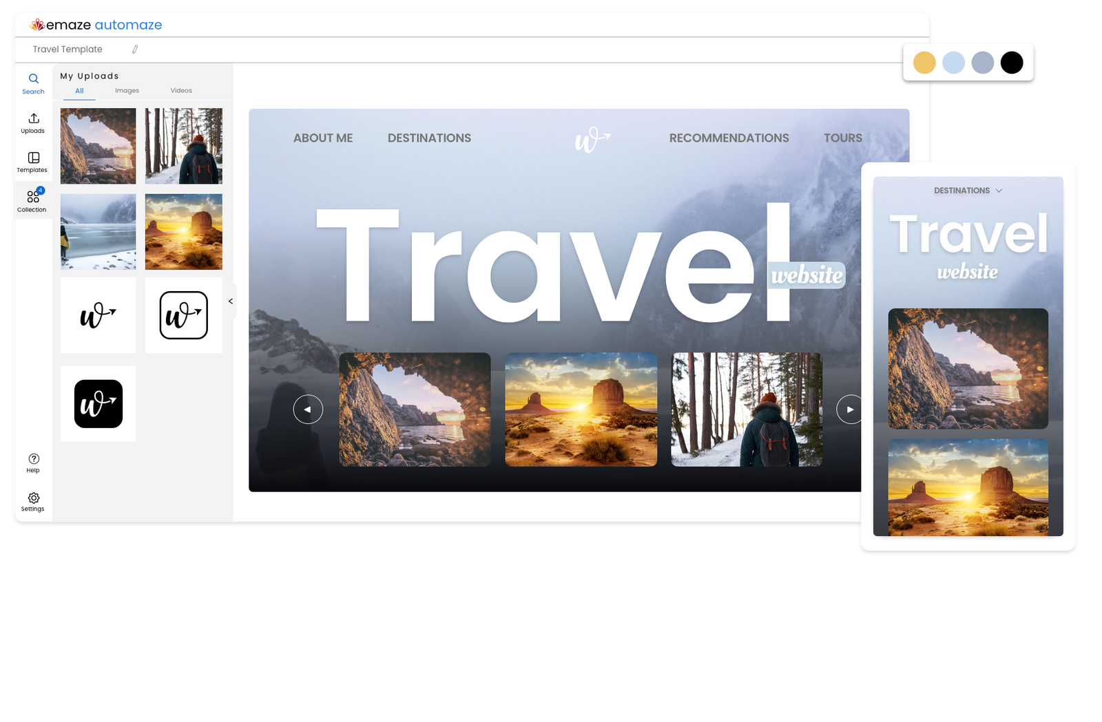 A website built with the emaze website builder
