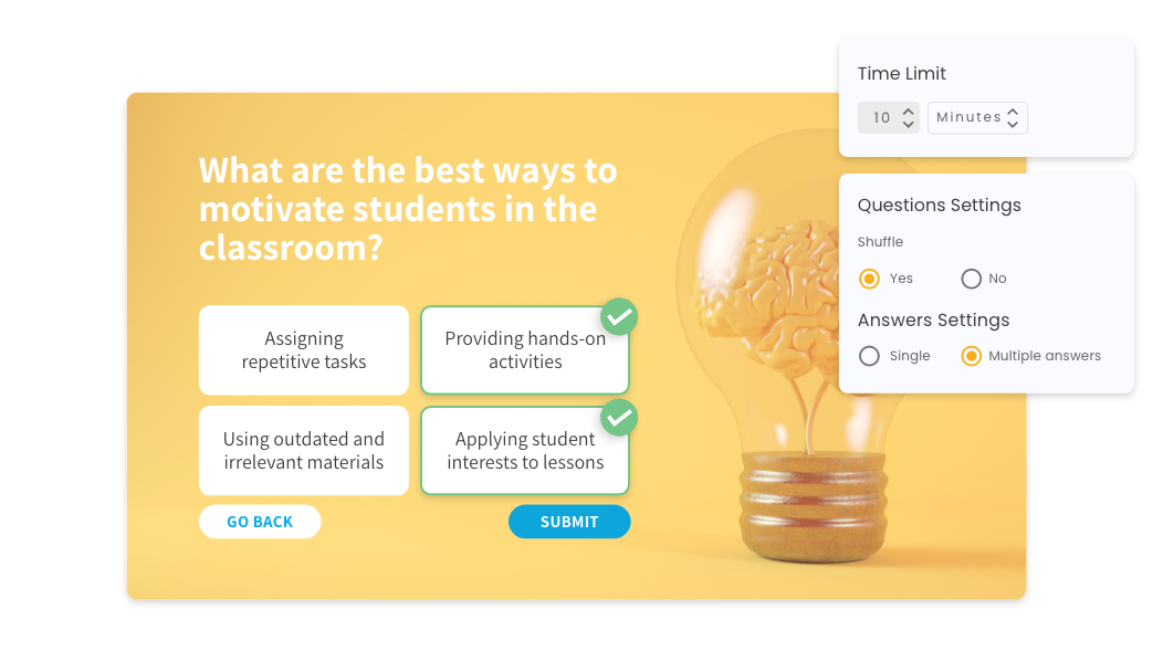 An interactive training quiz in emaze