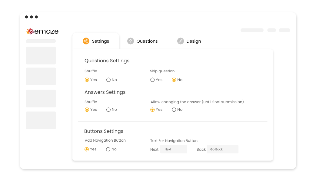 Fast survey creation in emaze